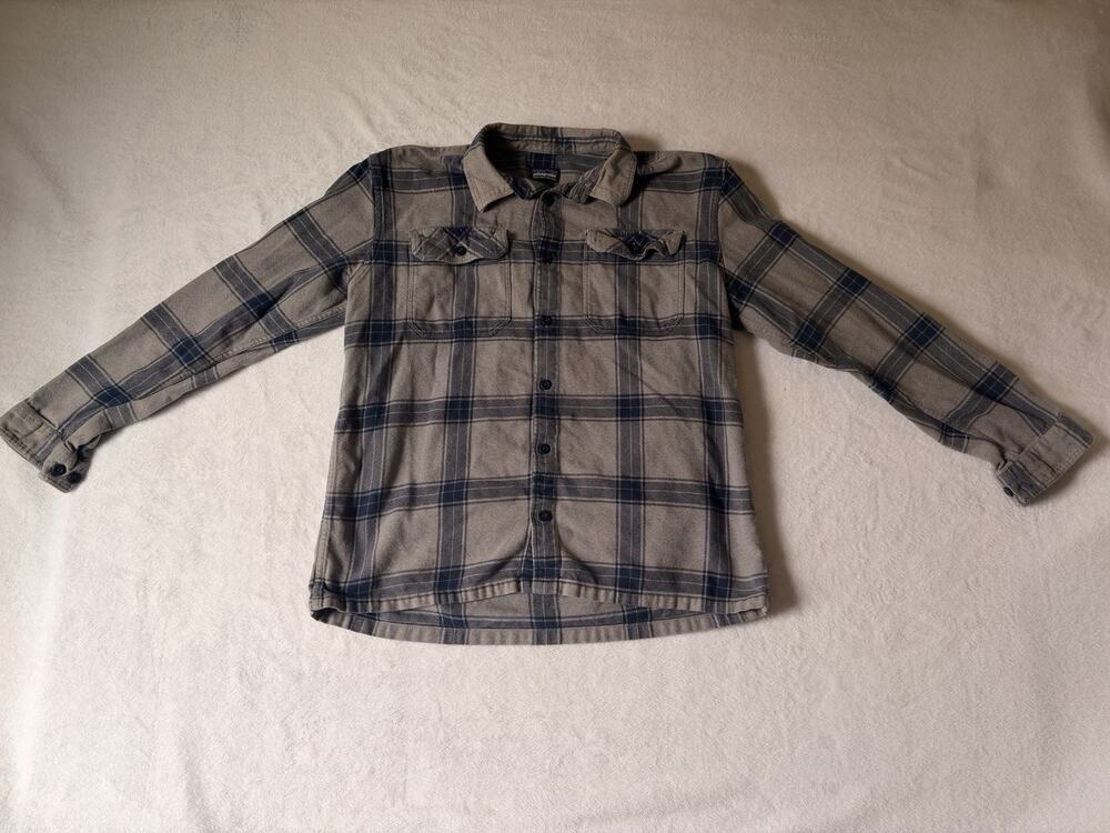 Patagonia Mens Large Flannel Shirt Cotton Blue Gray Plaid